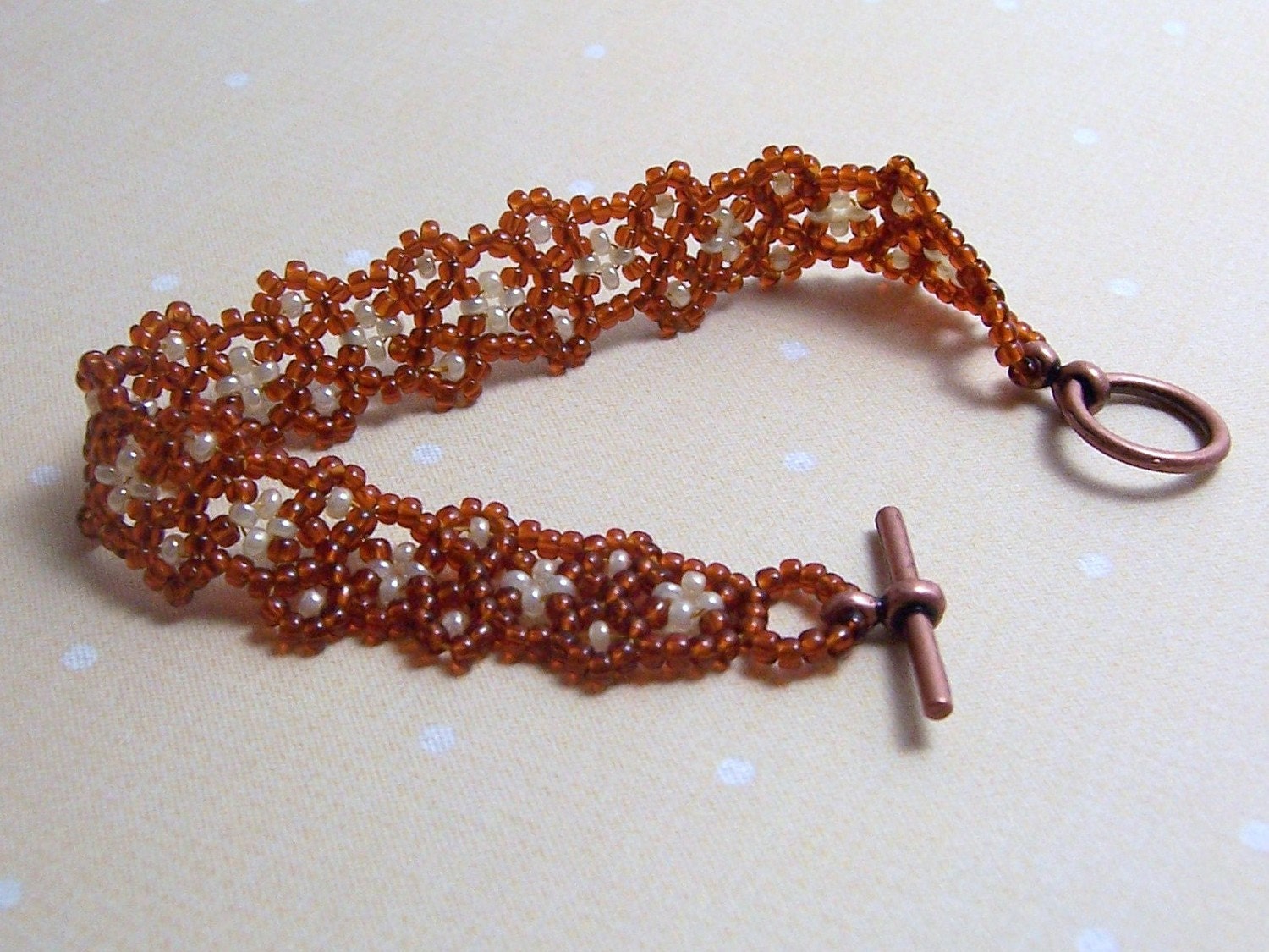 Hand Beaded Root Beer Float Bracelet