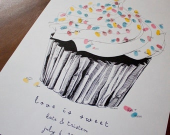 The original guest book fingerprint sprinkles cupcake, SIZE MEDIUM (ink pads sold separately)