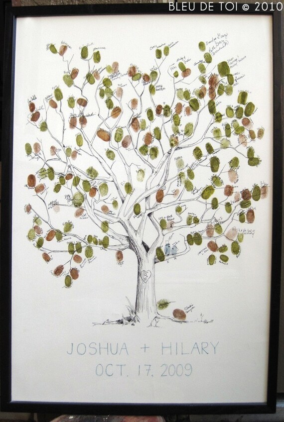 RESERVED (for Cbrandolf) LARGE Guest book fingerprint tree - Great Oak (drawing with no ink pads)