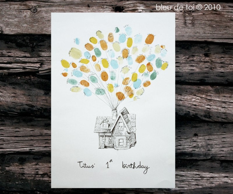 Guest book fingerprint BALLOON kit,  (reserved for sksaucedo) hand drawn, Large (drawing with 6 inks)
