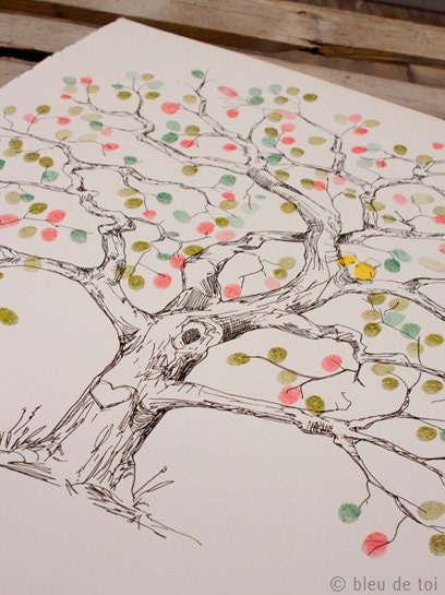 RESERVED (amberlynne13) Guest book fingerprint tree, XLARGE elm (includes 4 ink pads)