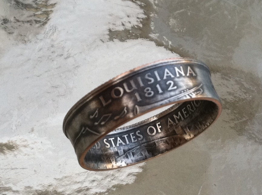2002 Louisiana State Quarter You pick size Jewelry by Custom Coin Rings