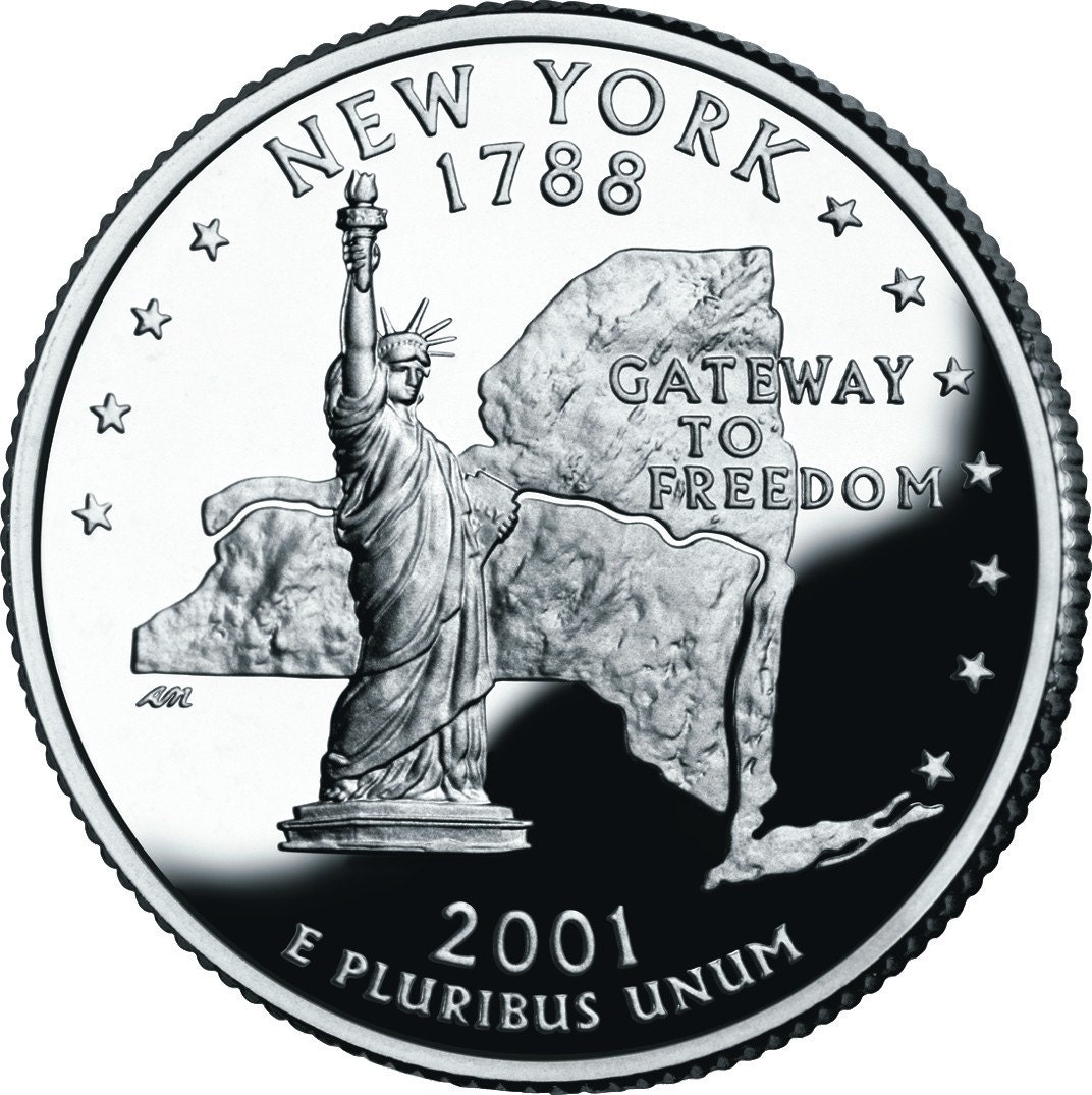 2001 New York State Quarter Coin Ring  You pick size by Custom Coin Rings