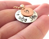 Sterling Silver and Copper Necklace - Be Who You Are - Mixed Metals- Graduation - Teen- College