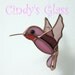Stained Glass 3-D Hummingbird Pink w/cranberry throat