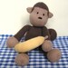 Norwood Monkey and Bananas cute toy animal knitting patterns by Amanda Berry with instant download