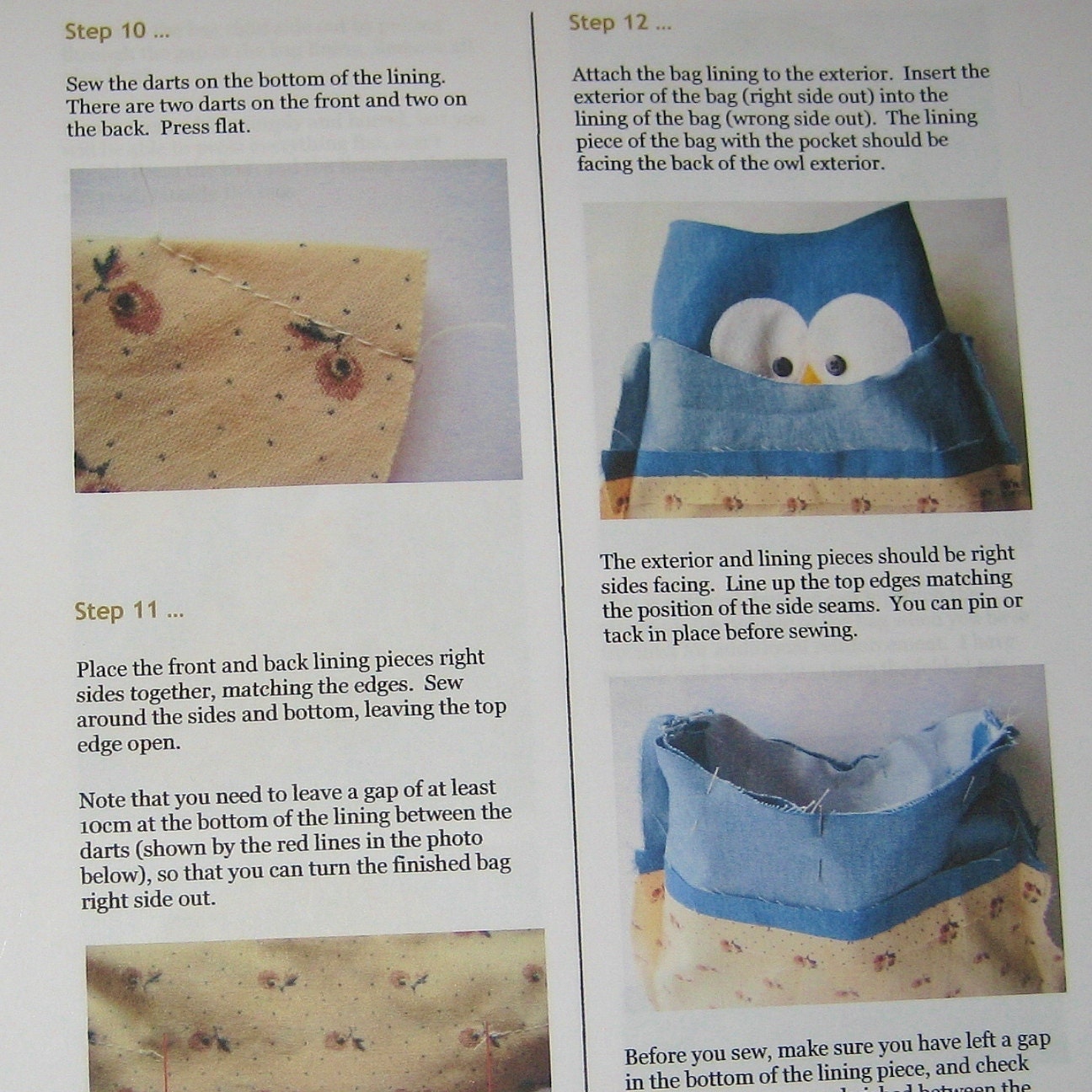 Barney Owl soft toy animal and bag sewing pattern pdf by fluff and fuzz with instant download