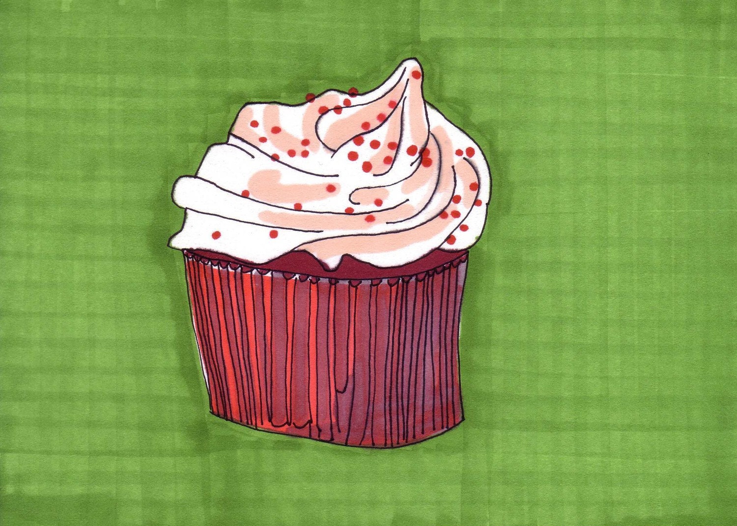 Red Velvet Cupcake-5x7 inch Print from Original Illustration