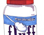 Fluff-Original Framed 5x7 inch Illustration