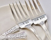 I Do, Me Too - Vintage Wedding Cake Fork Set Personalized with Your Wedding Date by jessicaNdesigns on Etsy