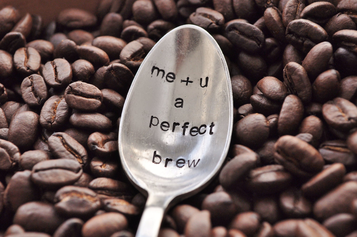 Me Plus You A Perfect Brew - Hand Stamped Vintage Spoon for COFFEE LOVERS