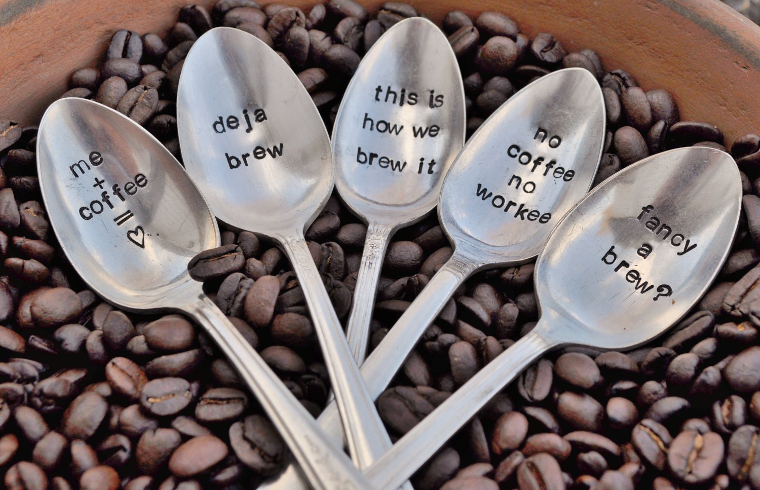 Me Plus You A Perfect Brew - Hand Stamped Vintage Spoon for COFFEE LOVERS