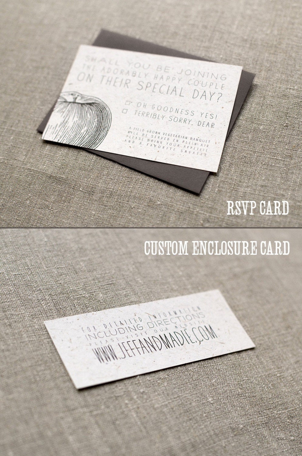 Faux Bois Orchard / Woodland Wedding Invitation - Sample - Eco friendly