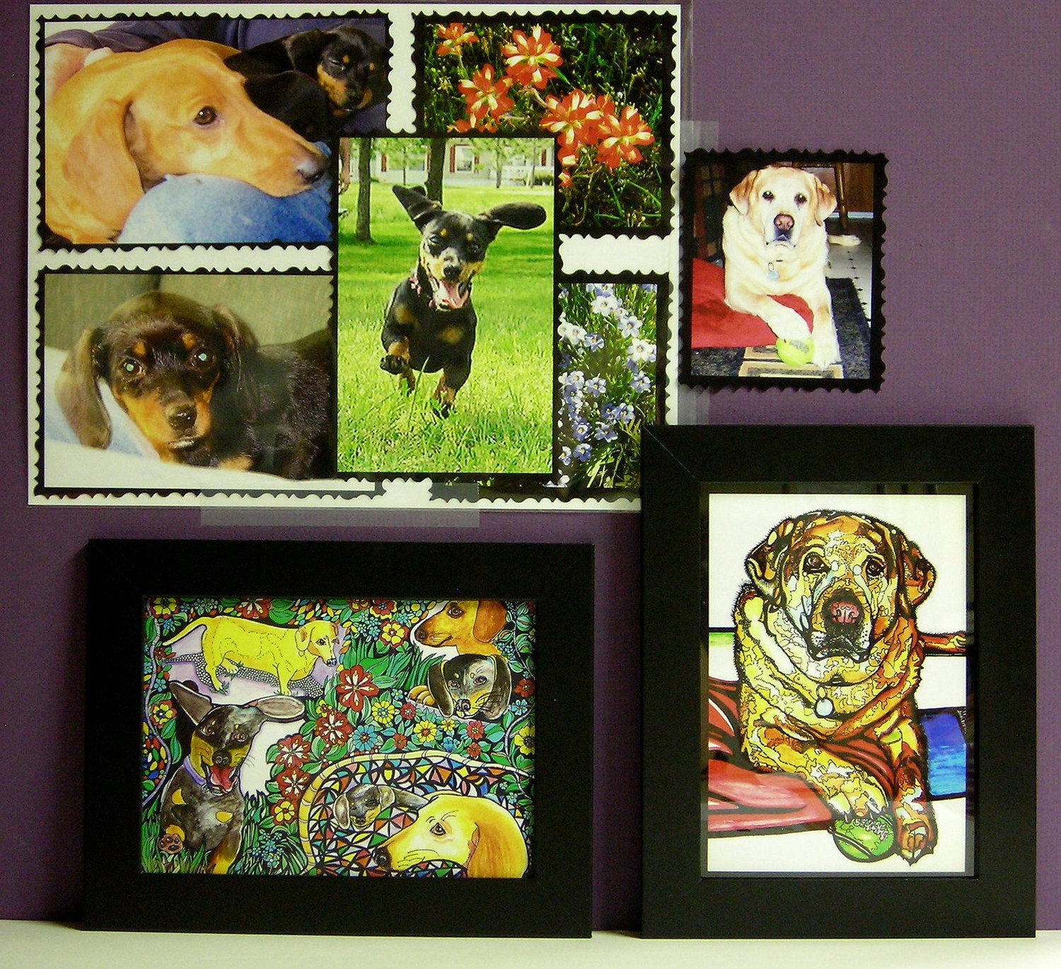 Commissioned Pet Portrait Painting from photos  -  8x10 original