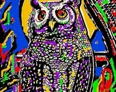 Gothic, Celtic, Fantasy, wildlife, nature - "Painted Horned Owl"  8x10 inch PRINT
