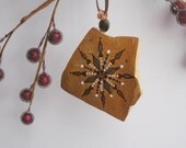 Snowflake gourd ornament or pendant, OOAK, hand painted
