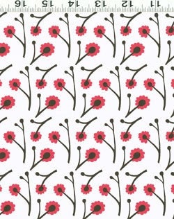 Milly by Erin Ries for Clothworks White with Pink Flowers 1 Yard