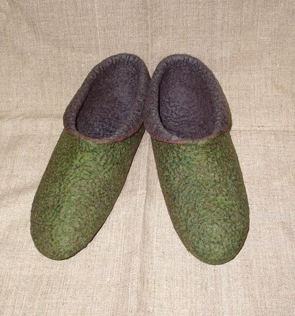 Felted slippers / Male version / Grey / Green / Fathers day / Handmade