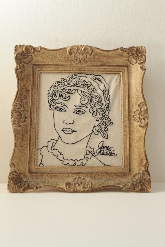 Урожай кадров Wall Art Джейн Остин ручной вышивкой Портрет оригинальную рамку искусства Винтаж рисования