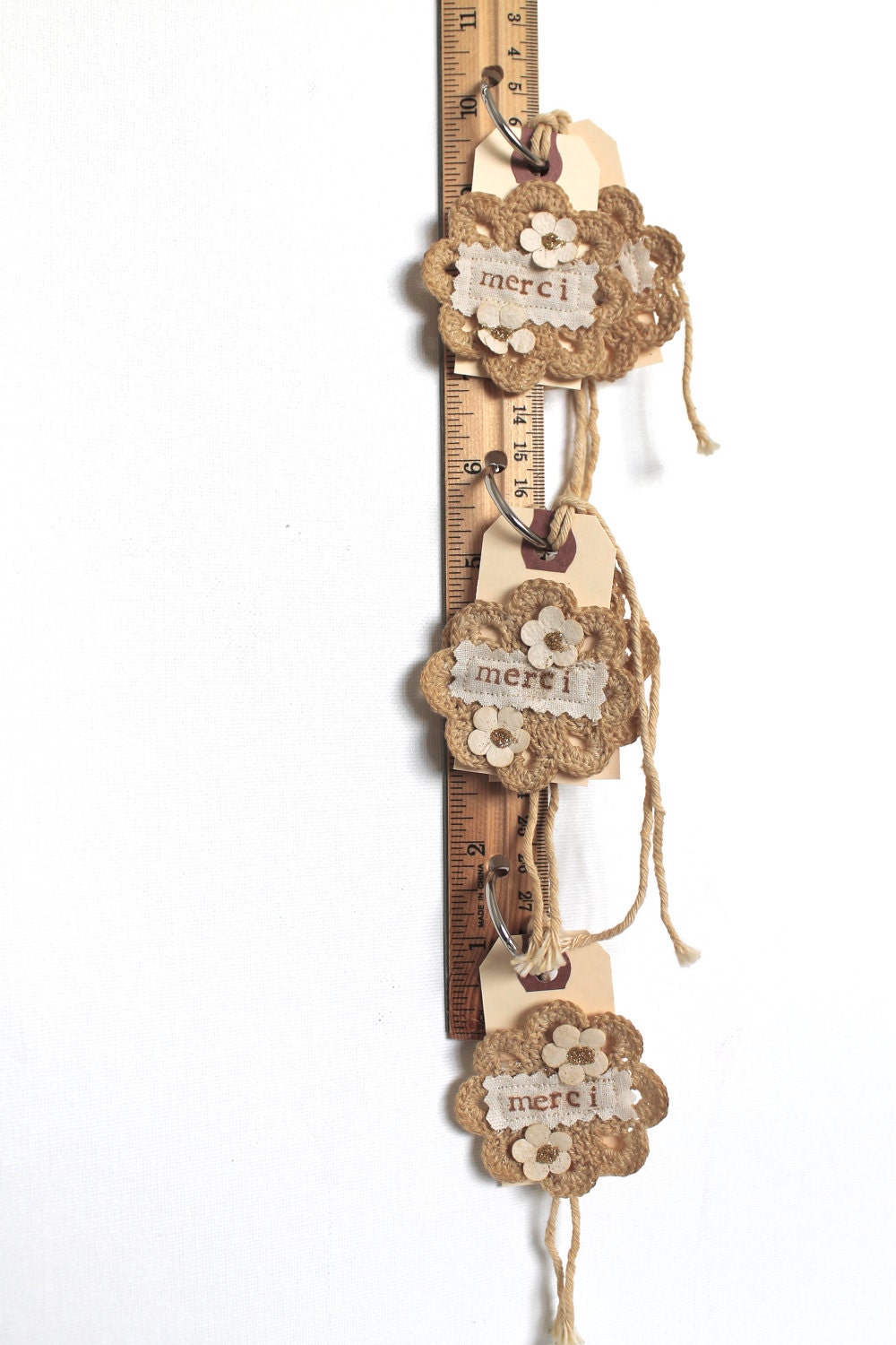 Подарочные Метки ручной французского Vintage Style вязания кофе Витражи Потертый Chic набор из пяти