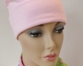 Pink Chemo Hat Cancer Cap Sleep Trichotillomania Alopecia Soft all Cotton Jersey Knit Women Free Ship in USA