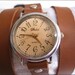 Handmade tan camel Leather Wrap Bracelet leather Watch with a lovely pattern WORLDWIDE FREE SHIPPING