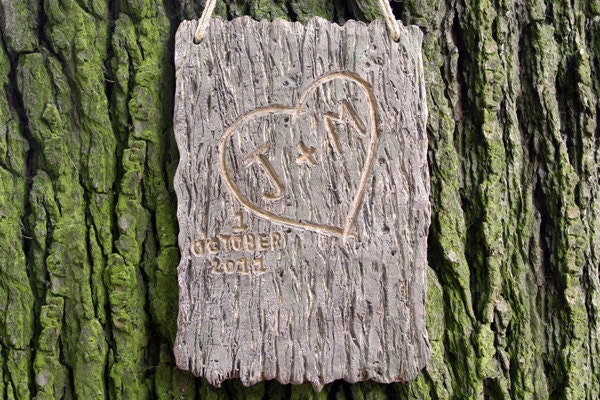 Hand Carved Personalised Ceramic 'Bark' Sign