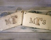 Large Pair of Ceramic Mr and Mrs Signs