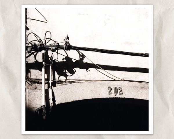 black cables photography, 8x8 print, square, architecture detail, city view, number, entrance, white, cream, gray, shadow