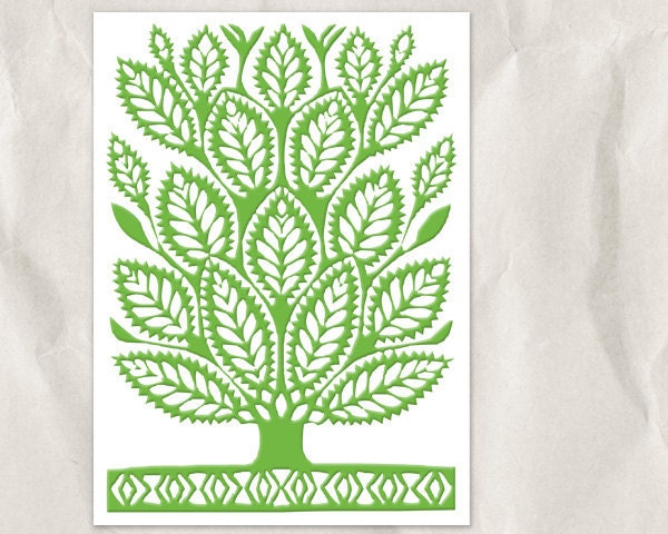 spring green tree silhouette, 5x7 art print, nursery decor, nursery art, children bedroom, nature abstract art, lime green