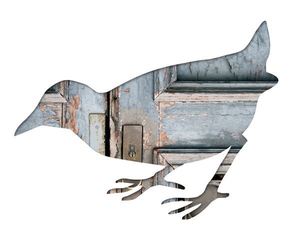 bird silhouette in gray blue, art photography, 11x14 art print, rustic, industrial, serene, nursery decor, wildlife, minimal