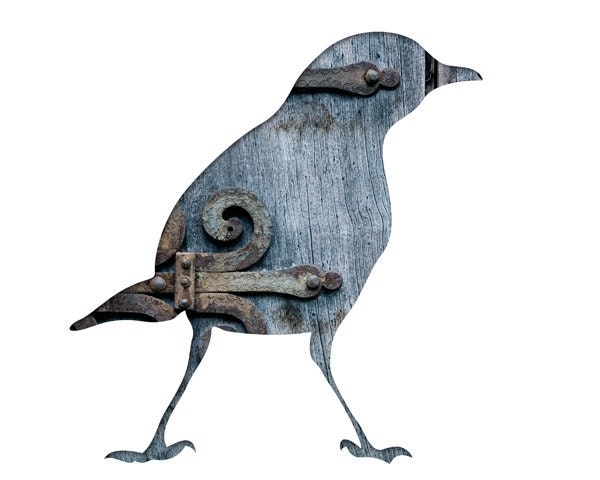 bird silhouette in blue and gray, blackbird art, 11x14 photography print, minimalist, architectural detail, urban decor, reclaimed wood art
