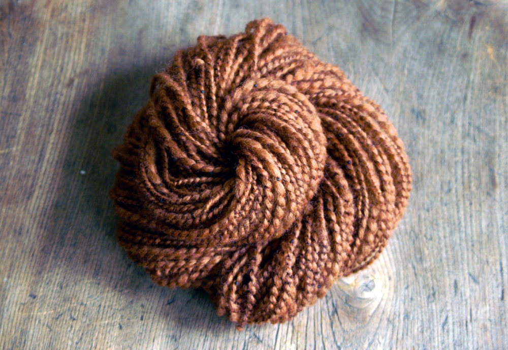 DARK MADDER Hand-Dyed Handspun Beaded Wool Yarn - 72 yds
