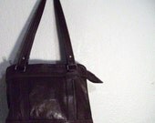 Vintage Chocolate Brown Suede Leather Shoulder Bag Purse Tote 1970s