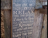 Porch Rules Wood Wall Sign, Typography, Word Art, Subway Art, Handmade
