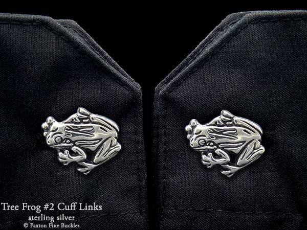 Tree Frog 2 Cuff Links Sterling Silver