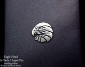 Eagle Head Tie Tack / Lapel Pin Sterling Silver