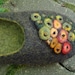 Felted black/green wool slippers with colorful decoration