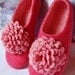 2 in 1 PDF Tutorial in English Felted Slippers, and Felted flower decoration using wet felting technique