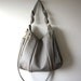 SALE Gray Leather handbag - OPELLE Lotus Bag - Soft Pebbled Leather with Zipper Pockets in Dove