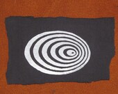 Patch - Geometric Concentric Rings Crop Circle Patch - White on Black Cotton Fabric, Cissbury Ring - sacred geometry, punk patches