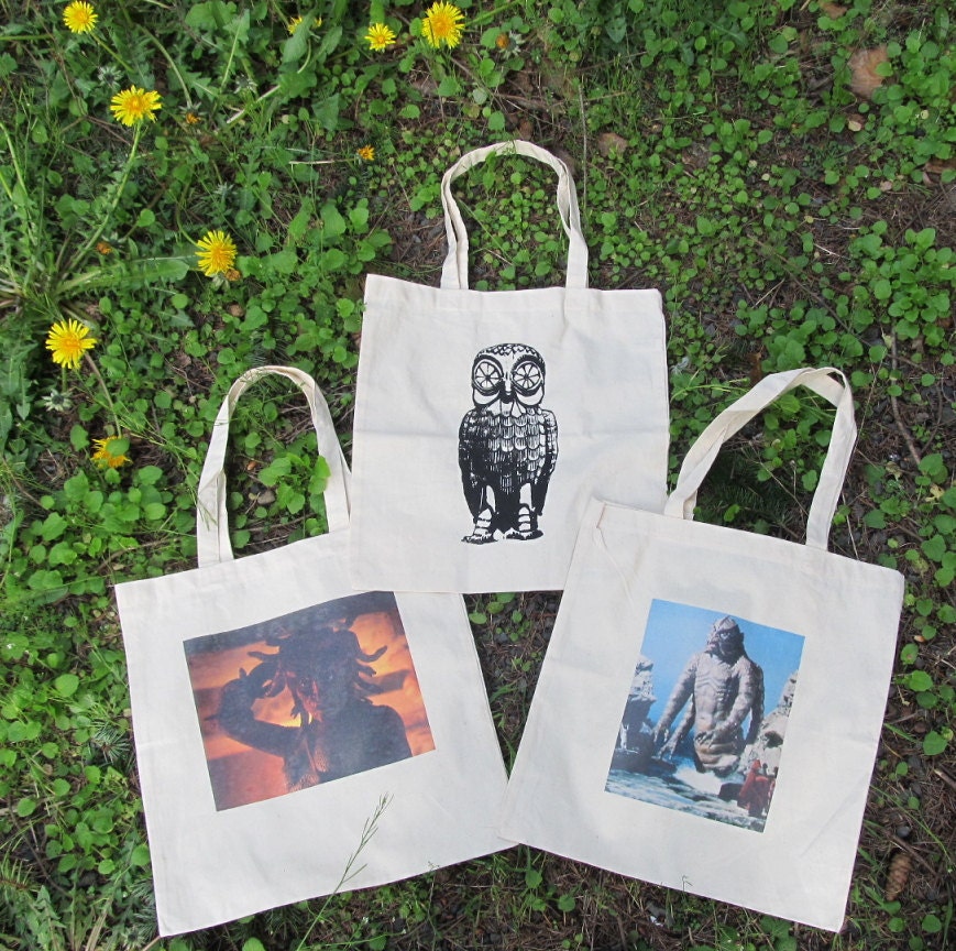 Custom Print Tote Bags - Any Design You Want on Sturdy, Natural, Cotton Bags - off white, beige, screenprint, punk, nature, anarchy prints