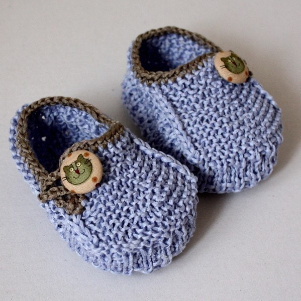 INSTANT DOWNLOAD -Knitting Pattern - Baby Booties Funny Cats (0-6/6-12 months)