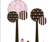 Kids Tree Damask Flowers - Birds Vinyl Wall Decal Sticker Home Decor