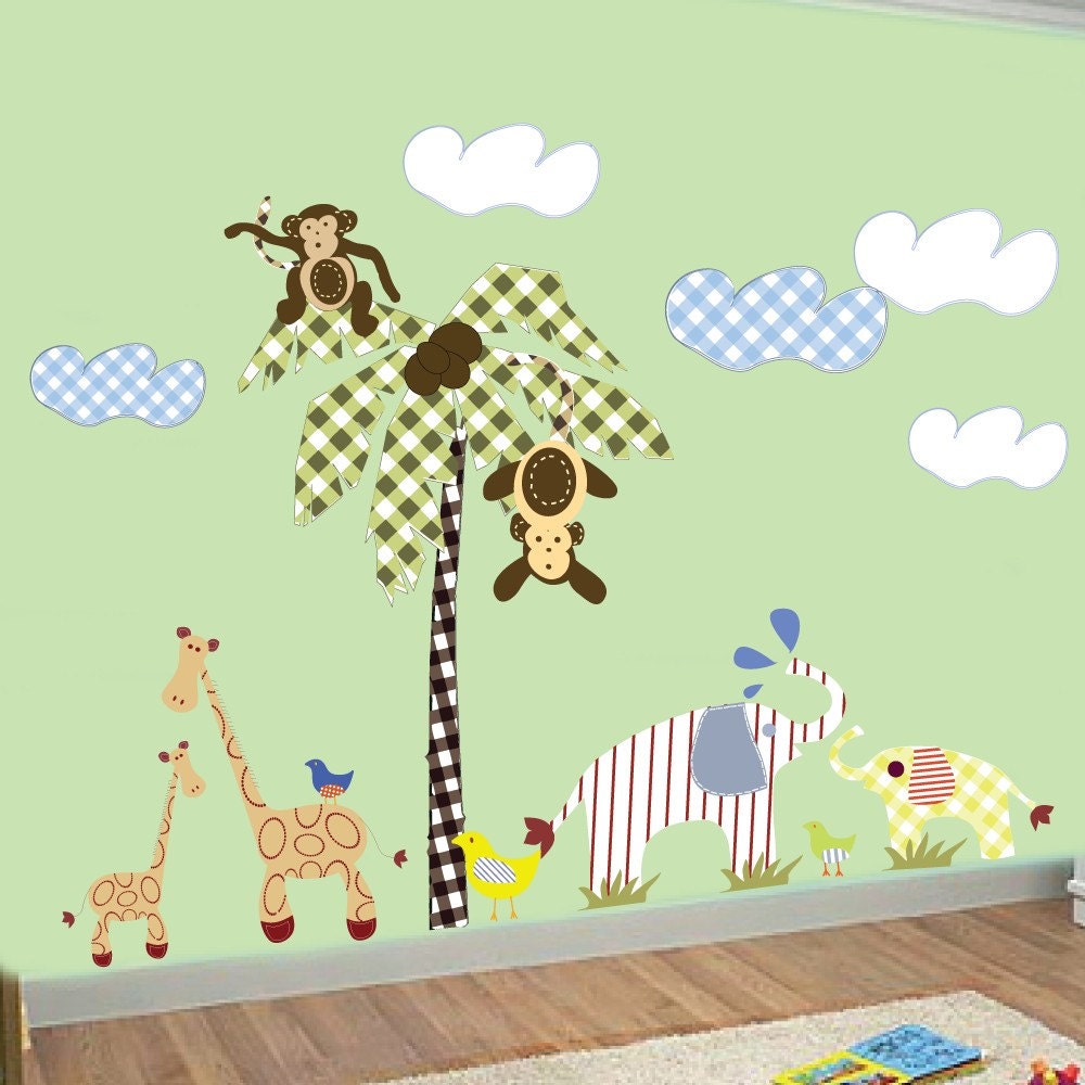 BIG-Jungle Friends--Vinyl Wall Art Decals Stickers--Nursery Kids Boys