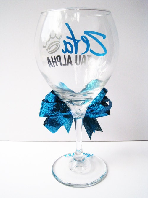 Personalized Sorority Sister Little Big Fraternity Greek Rush Zeta Alpha Delta Pi Kappa Phi Wine Glass