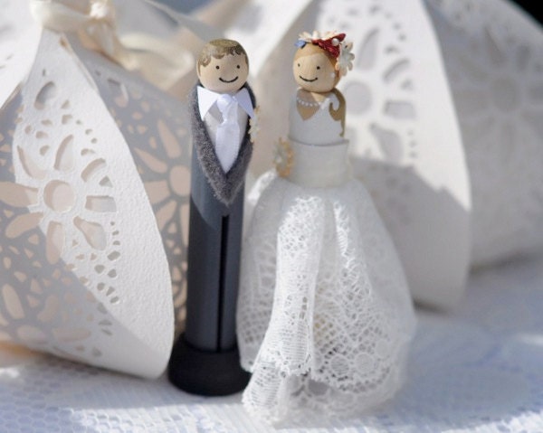 Personalised Peg Doll Wedding Cake Toppers