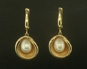 14K Gold Watercast Earrings with Pearls