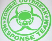 Zombie Decal Lime Green Outbreak lunch box laptop auto glass decal vinyl