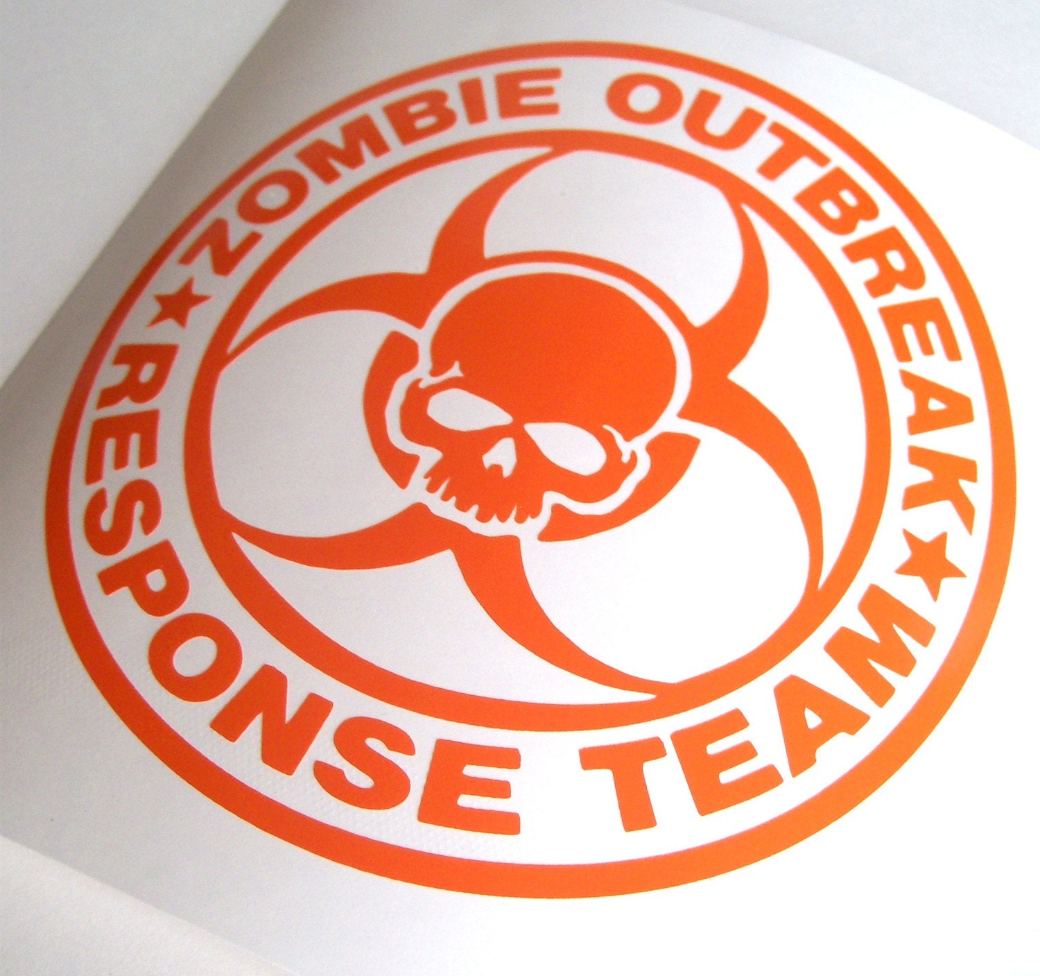 Orange ZOMBIE OUTBREAK RESPONSE Team Skull Logo Vinyl Car Decal Sticker
